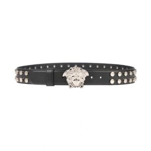 Versace Medusa black and silver studded belt
